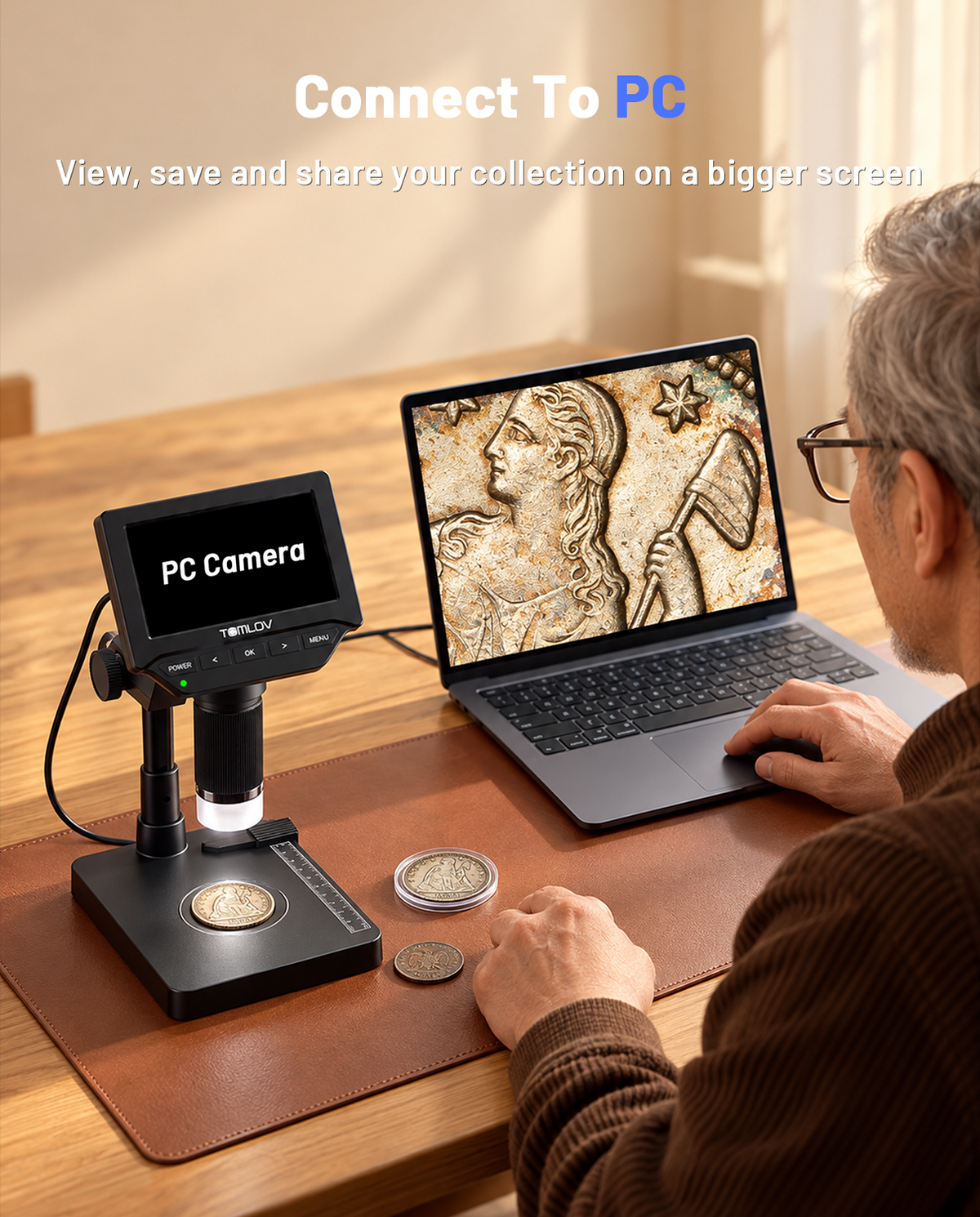 【NEW】TOMLOV DM4WM Full Coin Scale Microscope: 4.3" Digital Caliper Microscopes