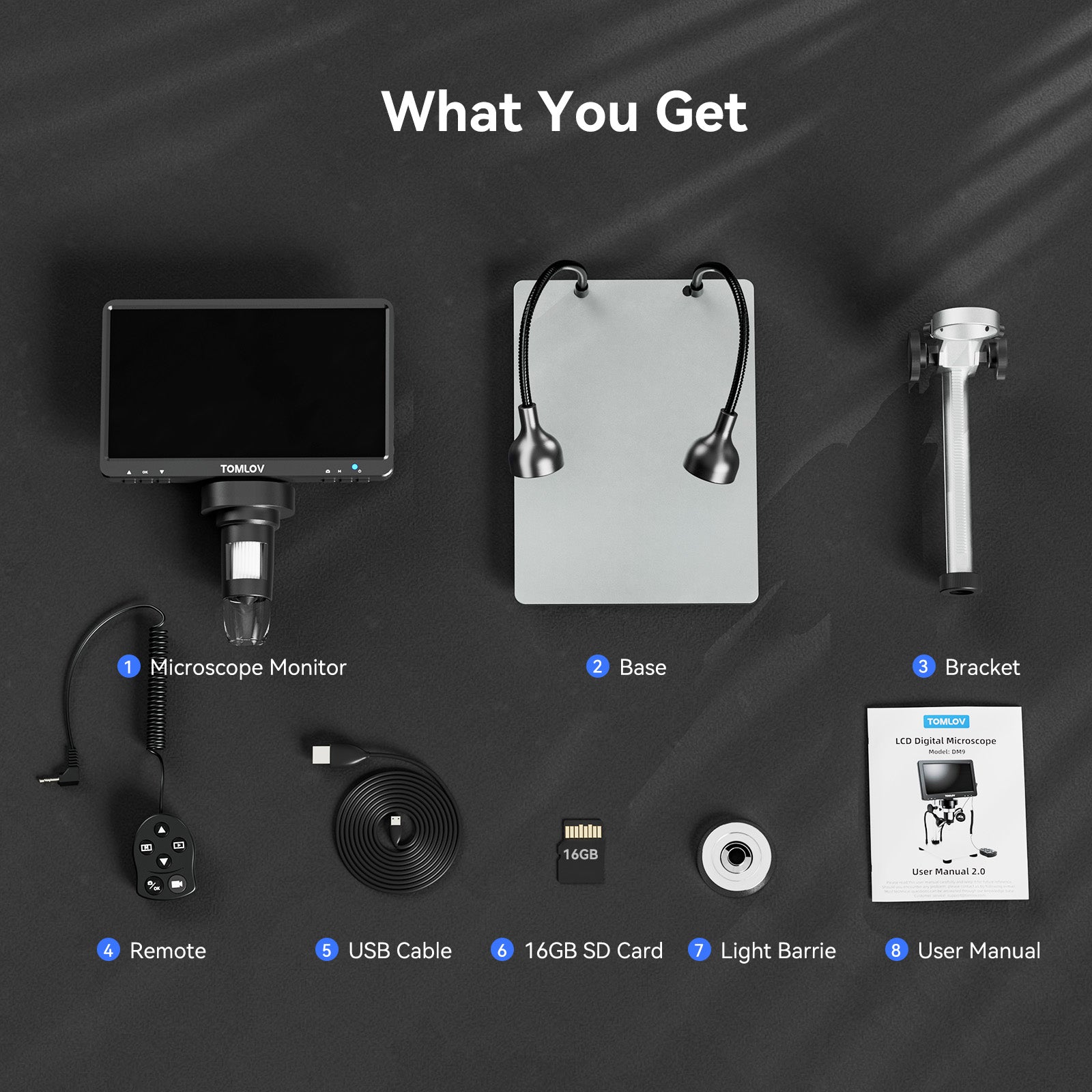 TOMLOV DM9 7" LCD Digital Microscope 1200X
