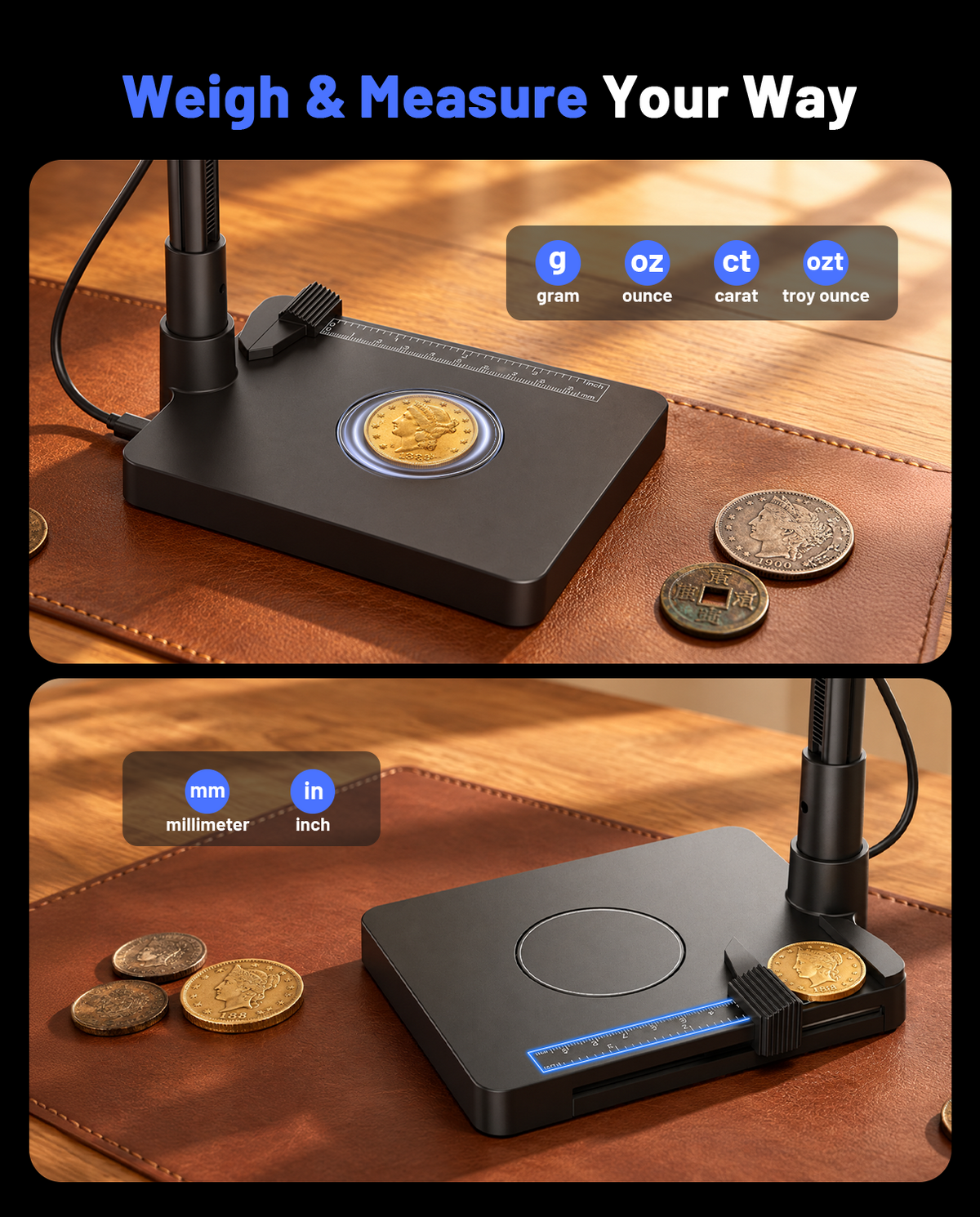 【NEW】TOMLOV DM4WM Full Coin Scale Microscope: 4.3" Digital Caliper Microscopes