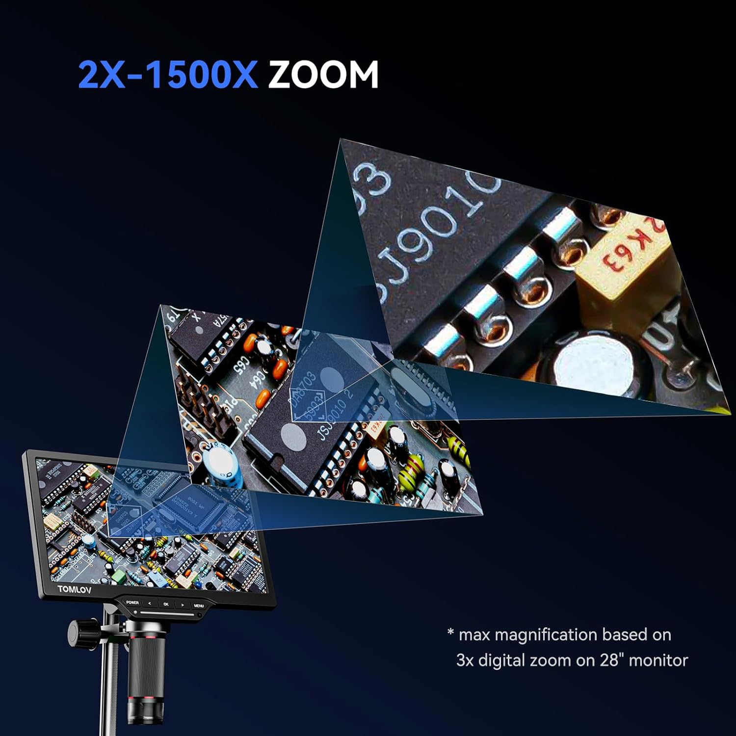 TOMLOV DM202 Microscopio, Microscopio Digital LCD de 10,1" HDMI