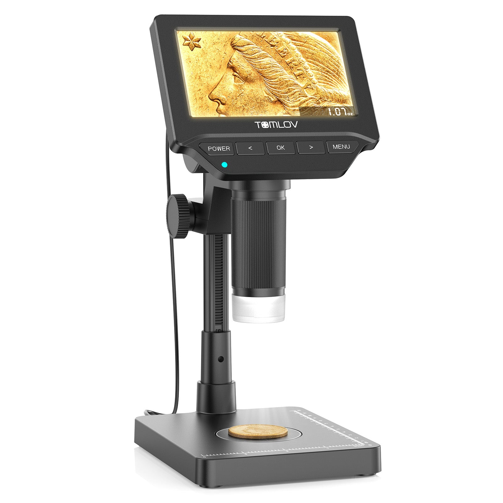 TOMLOV DM4W Digital Coin Microscope with Built-in Weighing Scale, 4.3-Inch