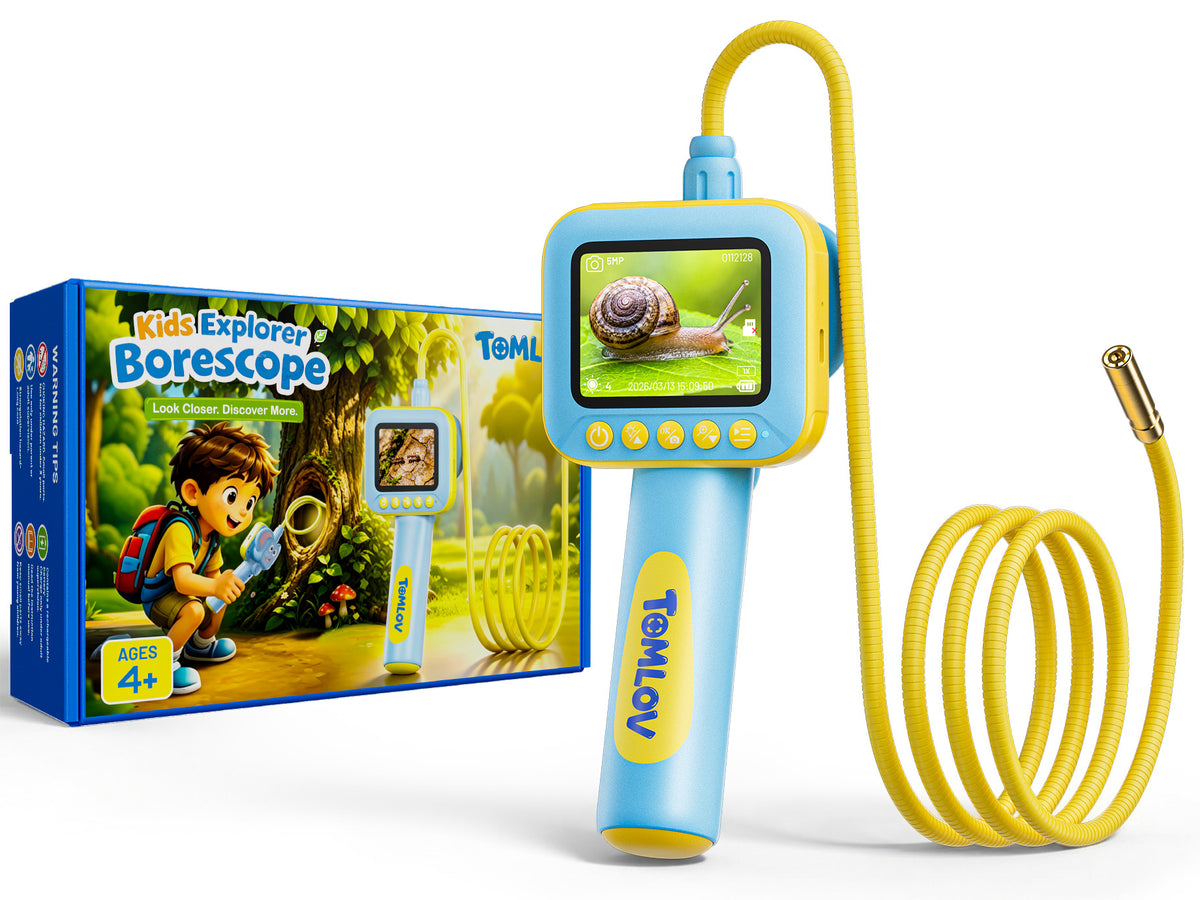 【NEW】TOMLOV S50 Microscope for Kids, Kids Borescope Camera with Light, STEM Toy