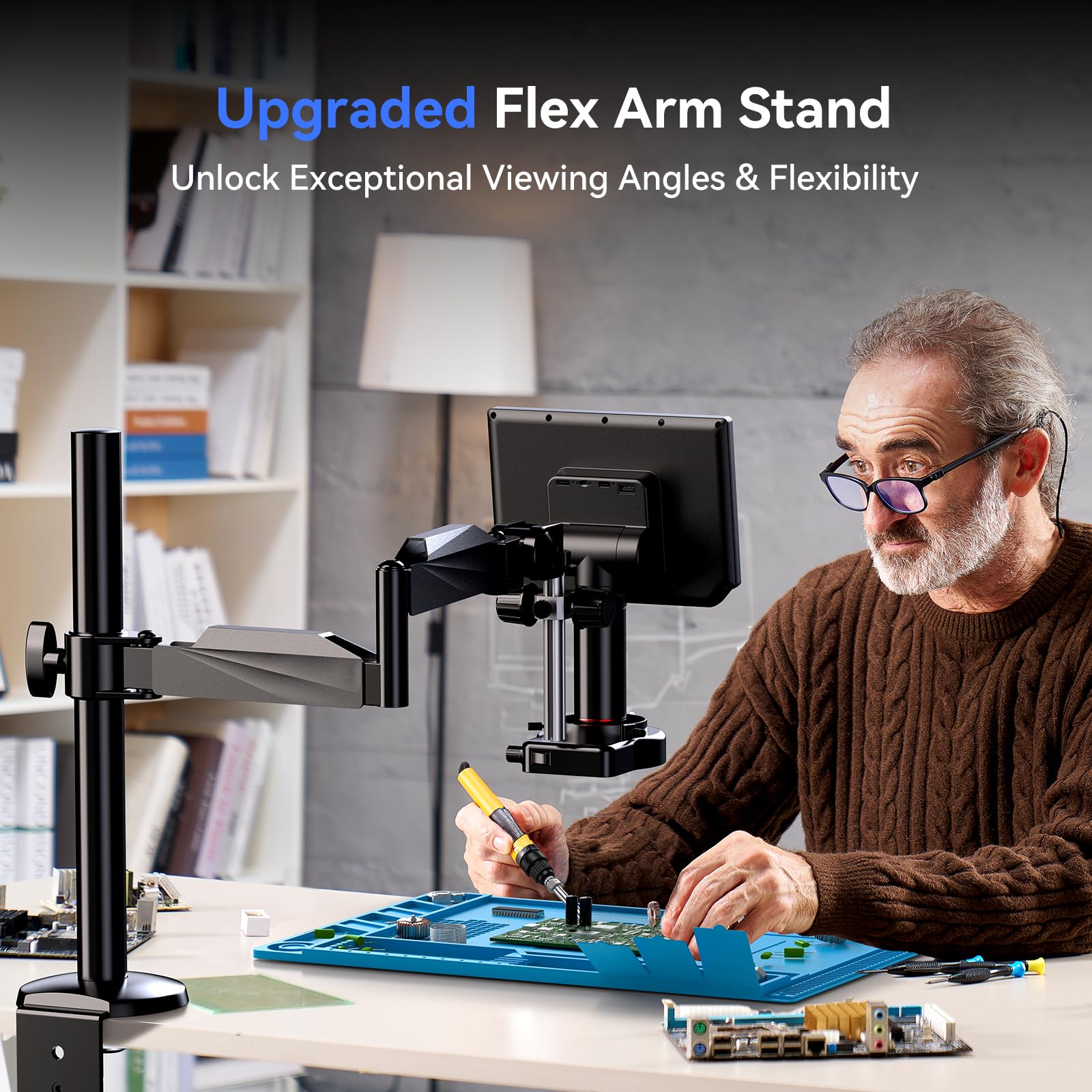 TOMLOV Autofocus 4K Digital Microscope, 8" TM4K-AF Flex Arm HDMI Micro Soldering Microscope  Upgraded Flex Arm Stand
Unlock Exceptional Viewing Angles & Flexibility