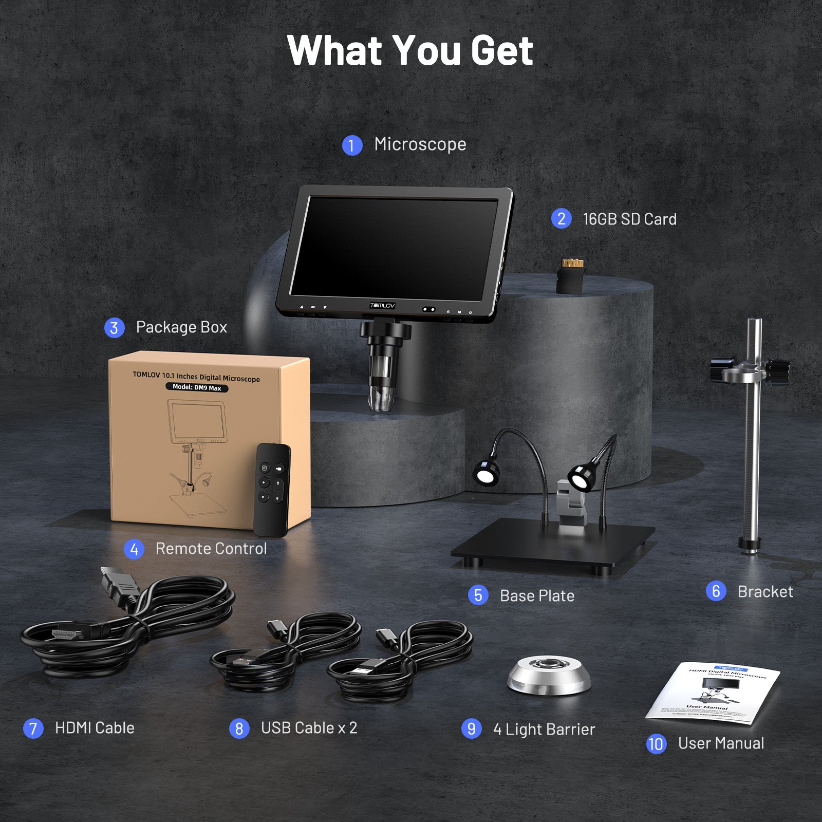 TOMLOV DM9 Max Digital Coin Microscope, Full Coin View, 10.1" IPS Screen