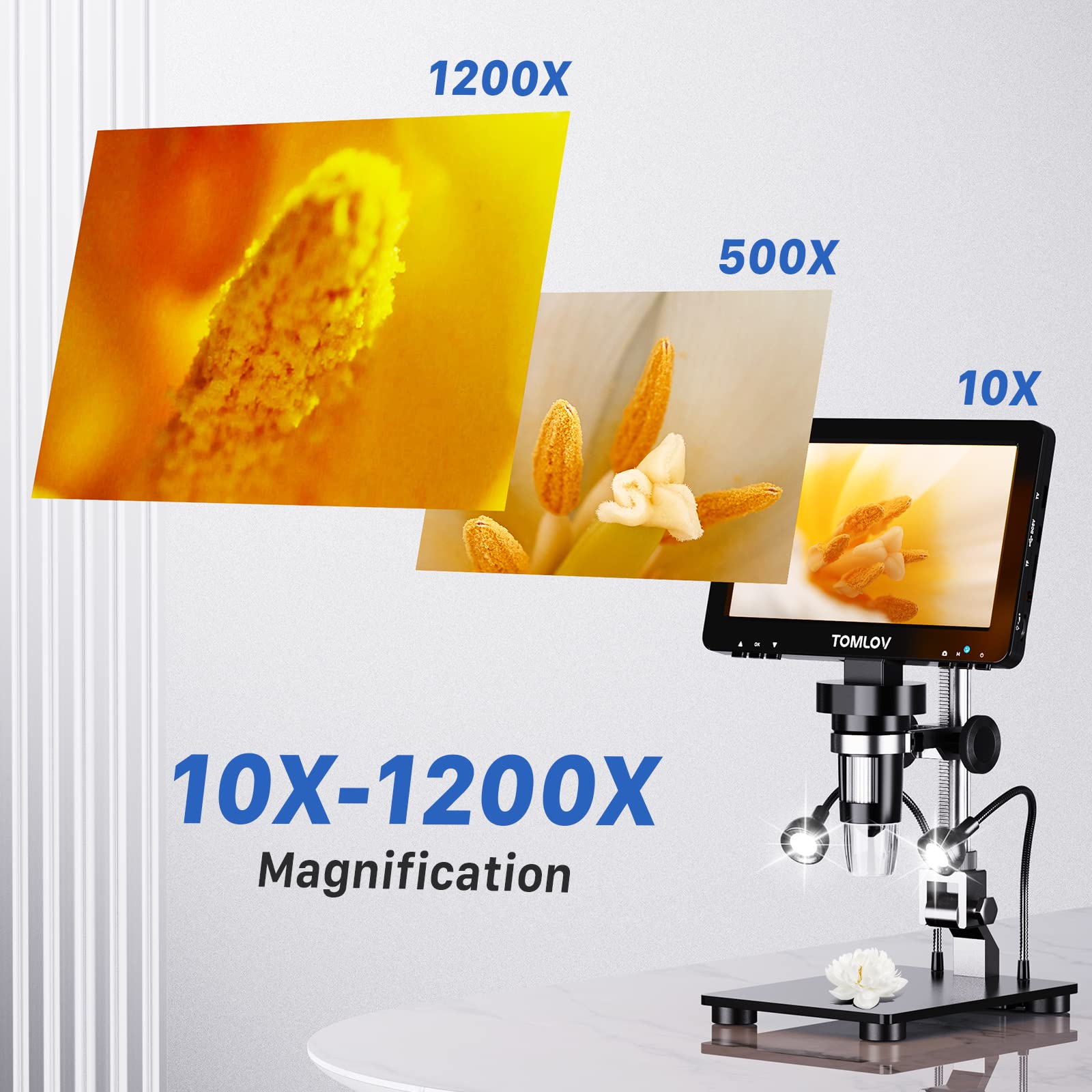TOMLOV DM9 Pro HDMI Digital Mikroskop mit 7 Zoll IPS Bildschirm 