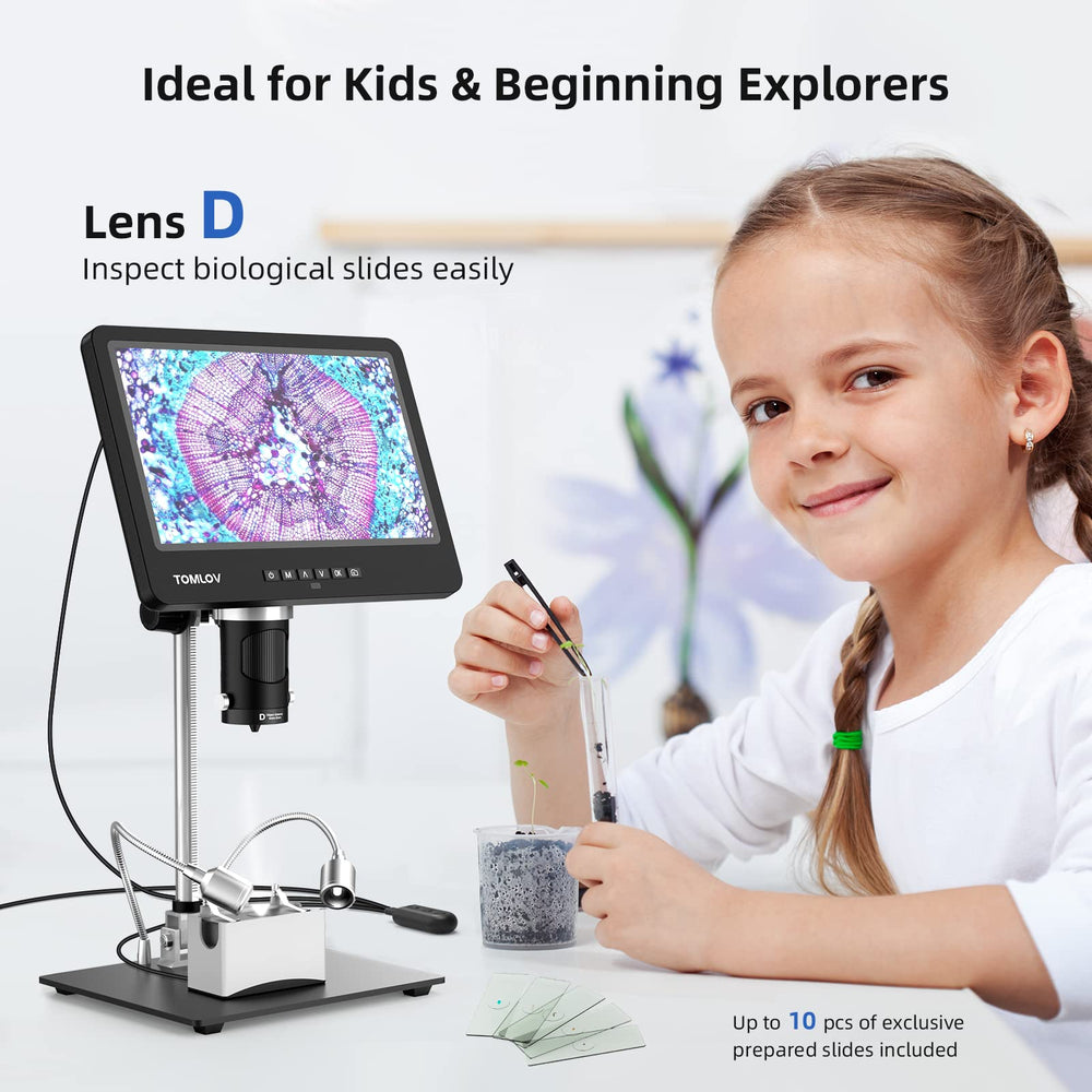 TOMLOV DM601 Triple Lens HDMI Digital Microscope 7 inch