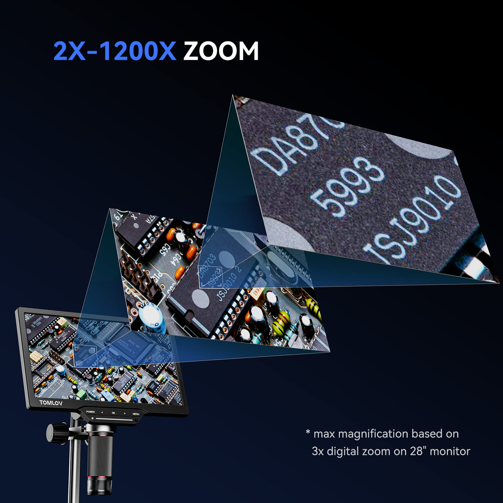 TOMLOV DM201M Soldering Microscope with Multimeter, 7" HDMI Digital Microscope