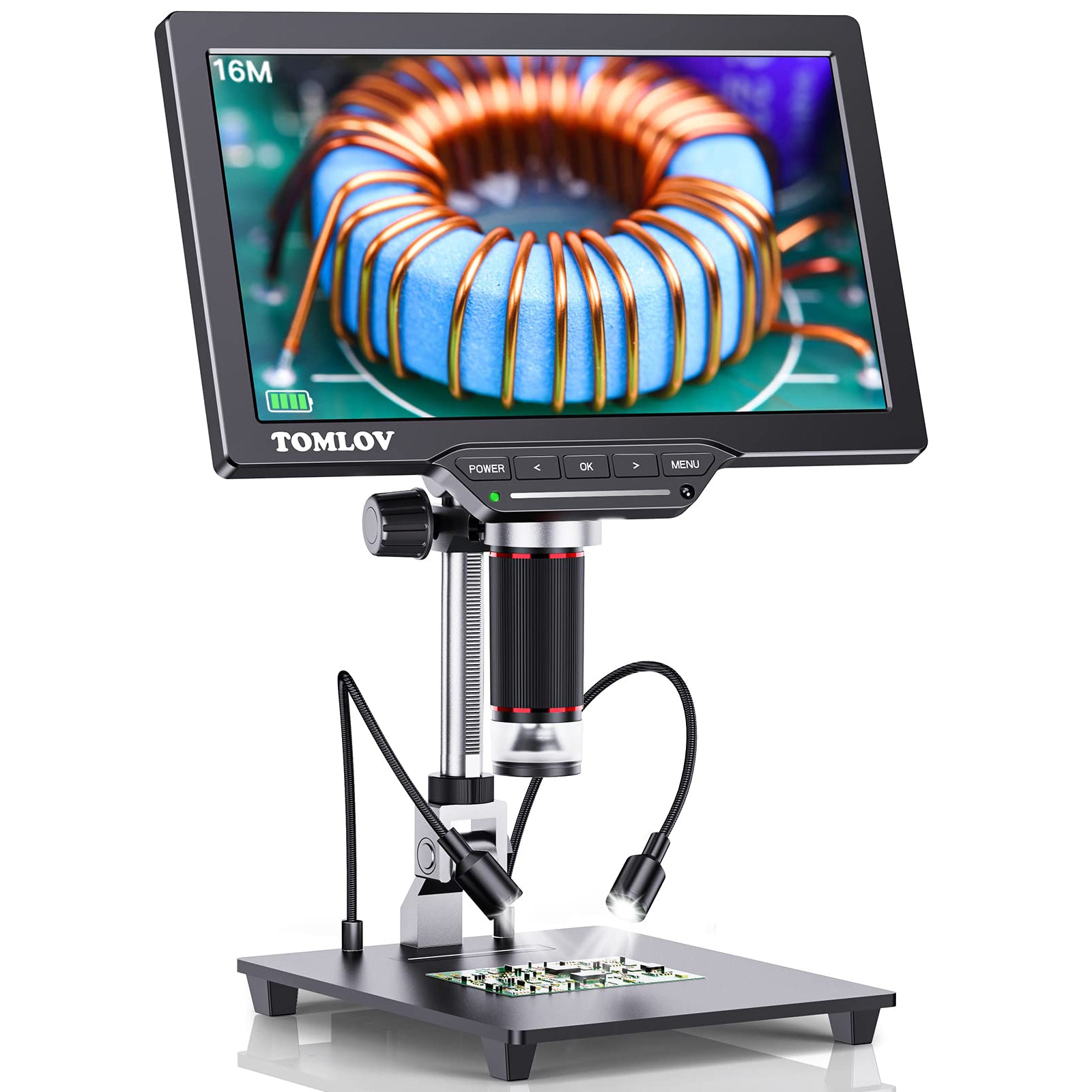 TOMLOV DM202 Microscope, 10.1" HDMI LCD digital microscope