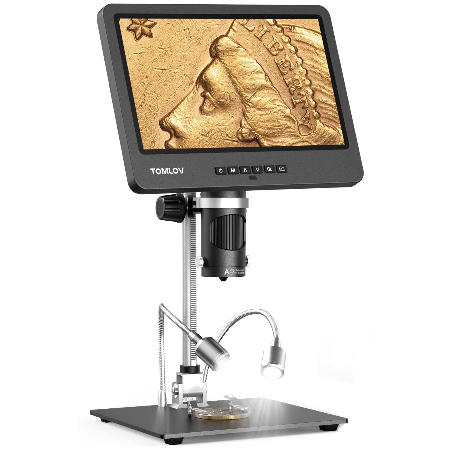 TOMLOV DM602 HDMI LCD Microscope,10.1 inch IPS Screen,Soldering Coin Microscope