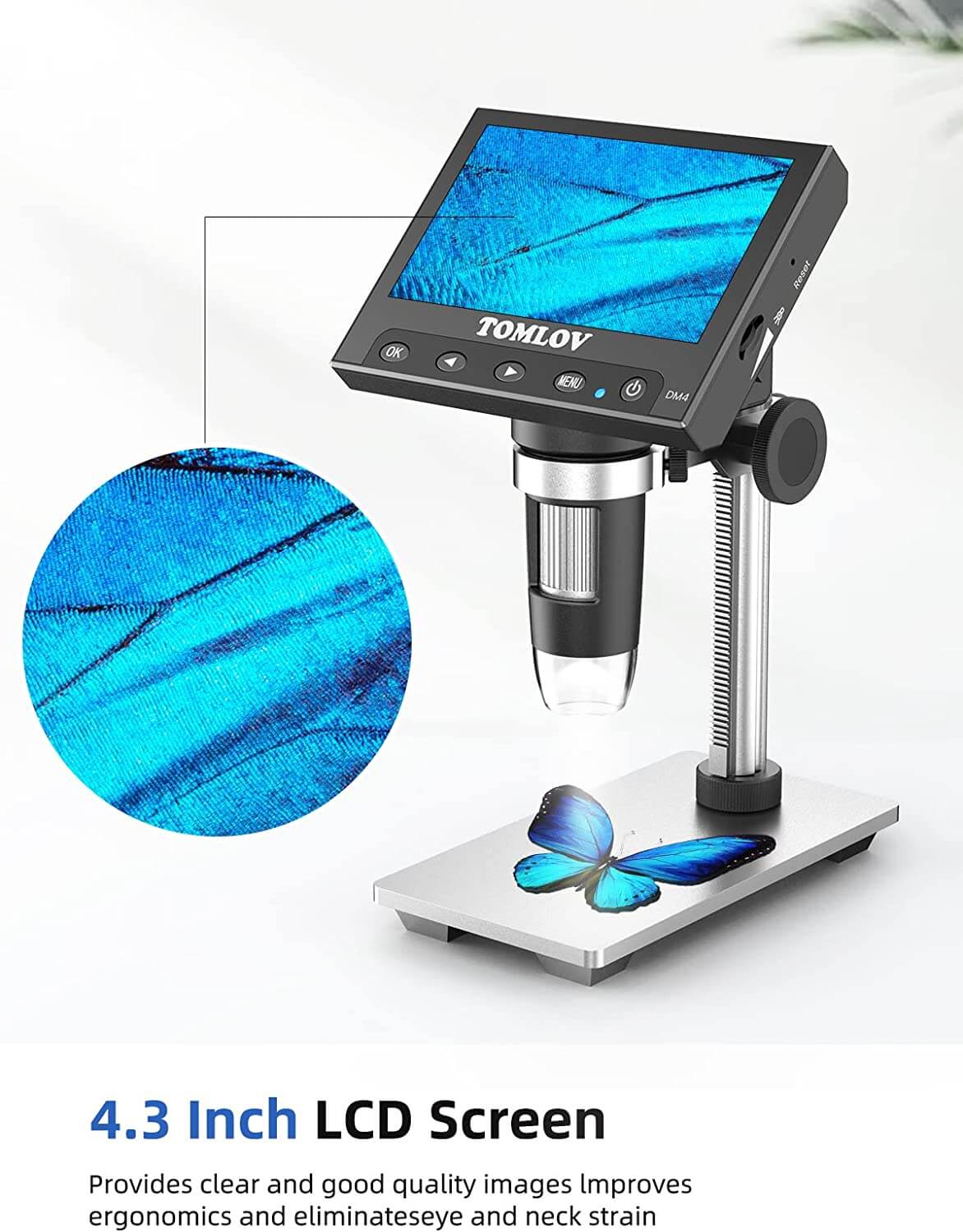 TOMLOV DM4 Münzmikroskop, 4,3-Zoll-LCD-Digital Mikroskop