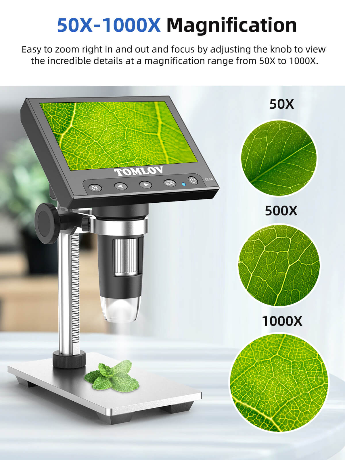 4.3 Coin Microscope - LCD Digital Microscope 1000X, 1080P USB Coin  Magnifier